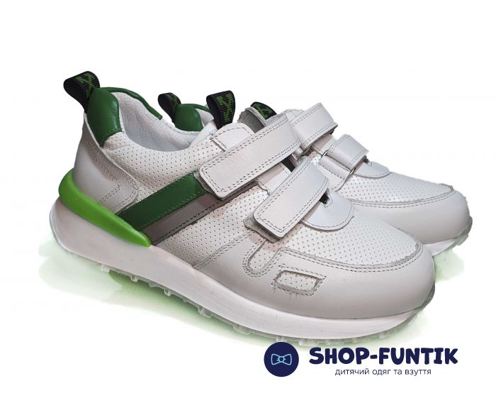 Кроссовки Panda белые с зелеными вставками 700302