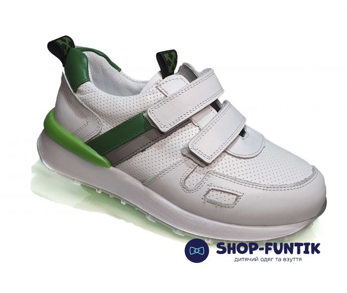 Кроссовки Panda белые с зелеными вставками 700302