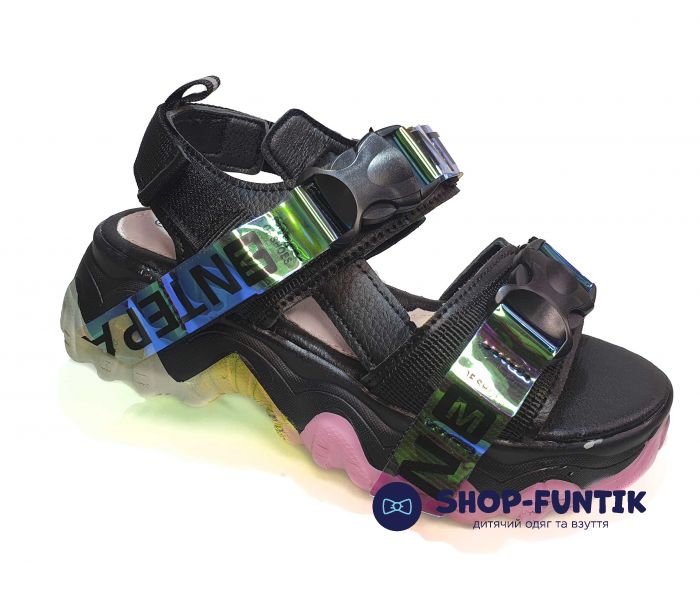 Босоножки Jong.Golf черные на цветной подошве С 202321