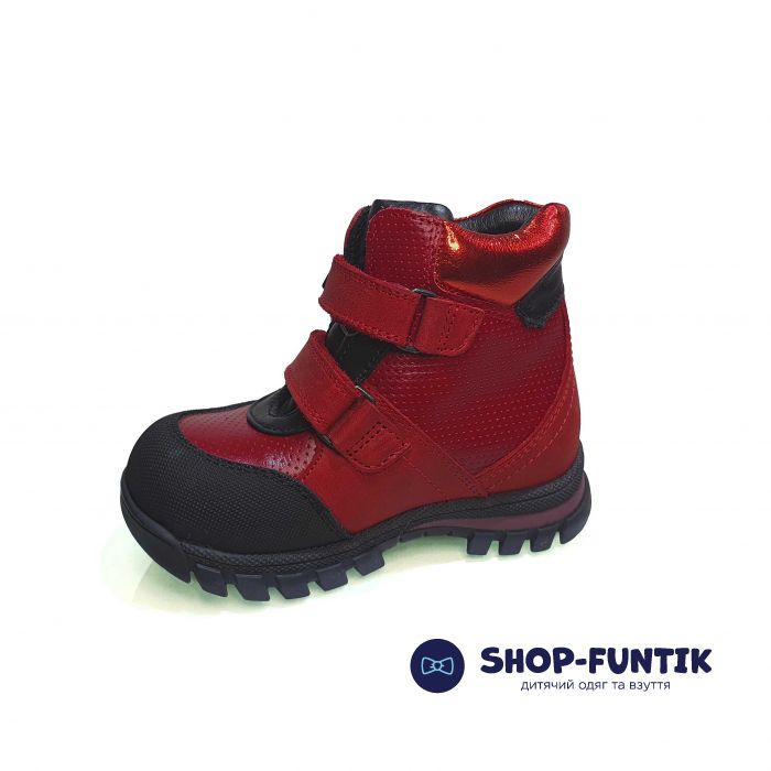 Ботинки Djoy ярко-красные на липучках 283