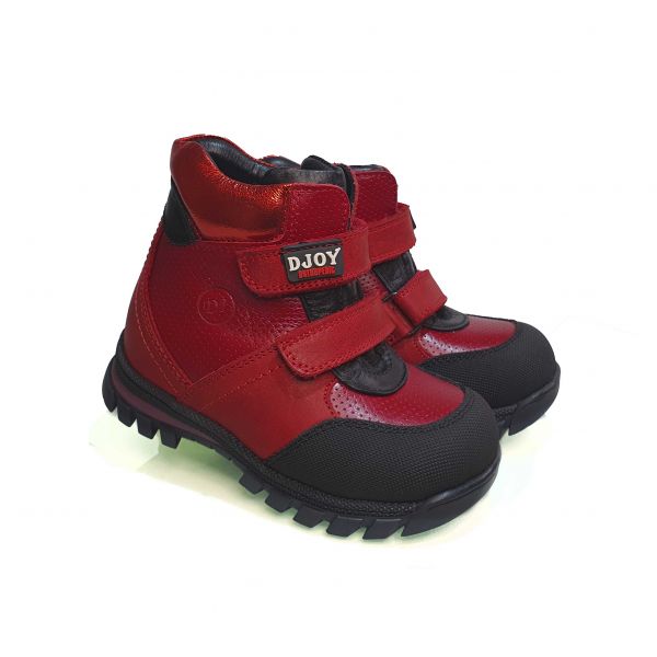 Ботинки Djoy ярко-красные на липучках 283