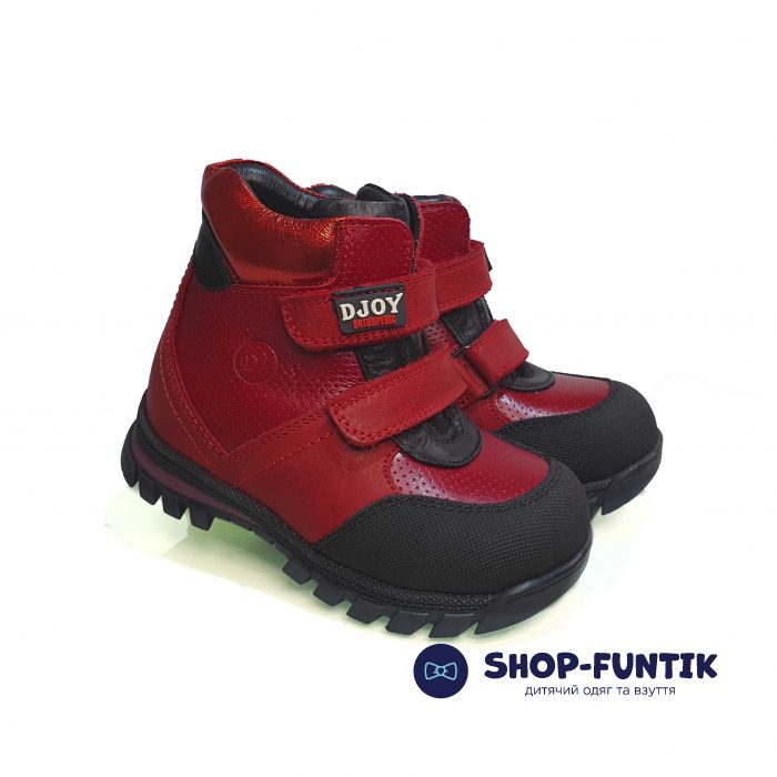 Ботинки Djoy ярко-красные на липучках 283