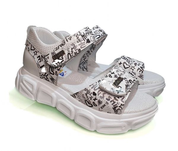 Босоножки Panda белые с принтом 003 624