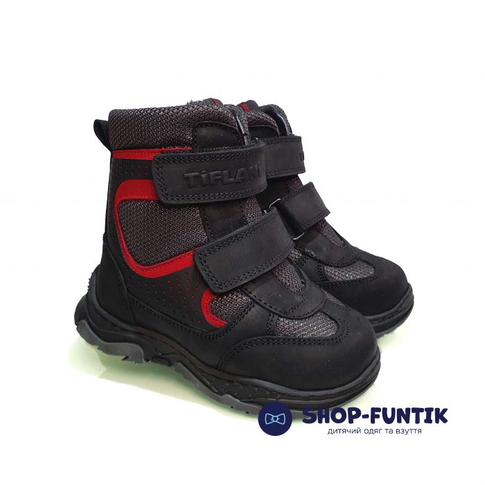 Ботинки Tiflani черные с серыми вставками 18B