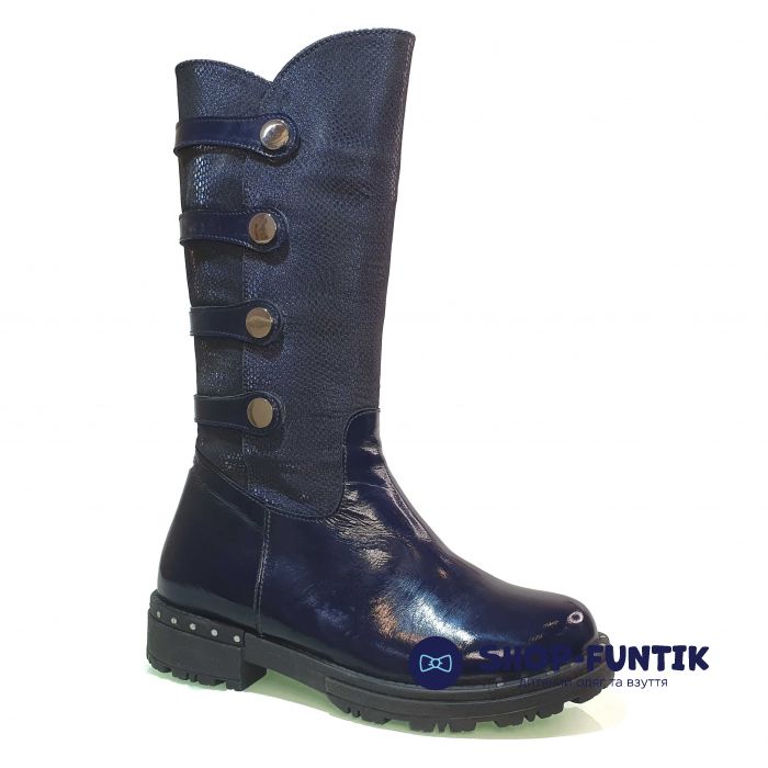 Сапоги Panda синие на молнии 025