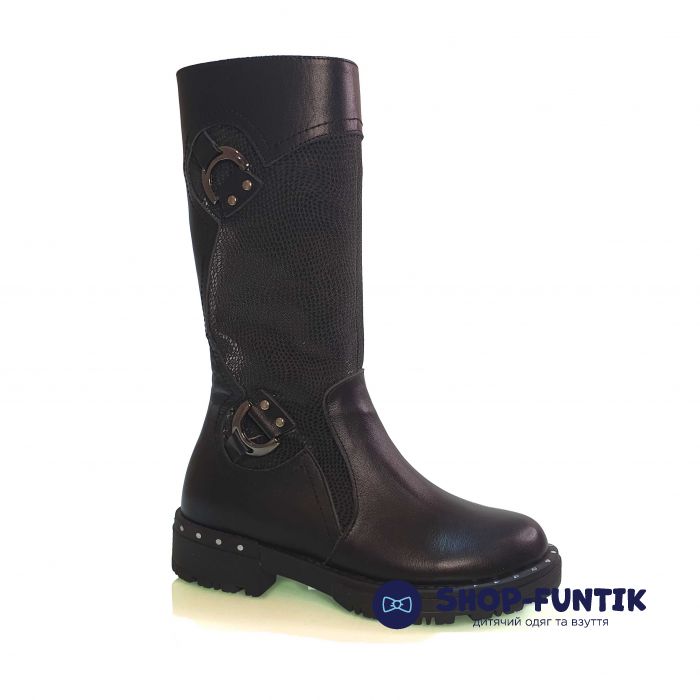 Сапоги Panda черные с тонким голенищем 025