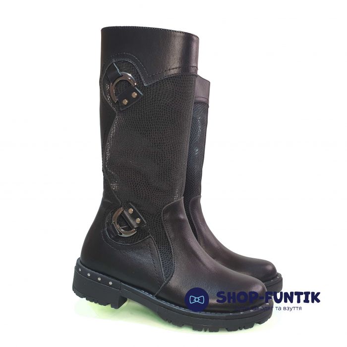 Сапоги Panda черные с тонким голенищем 025