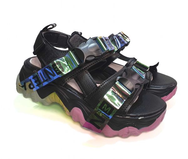 Босоножки Jong.Golf черные на цветной подошве С 202321