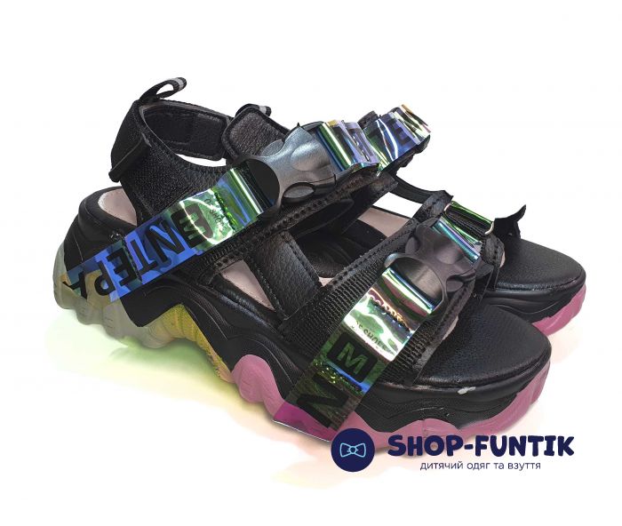 Босоножки Jong.Golf черные на цветной подошве С 202321