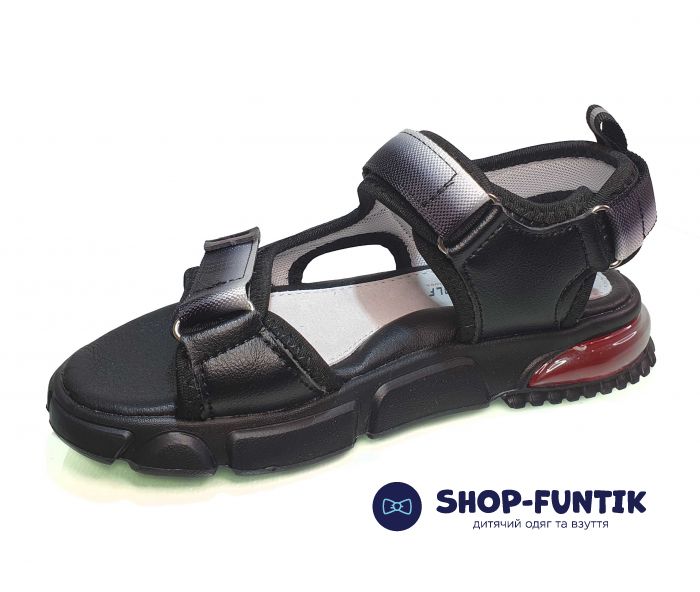 Босоножки Jong.Golf черные с красно-белыми вставками С 20221