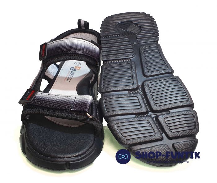 Босоножки Jong.Golf черные с красно-белыми вставками С 20221