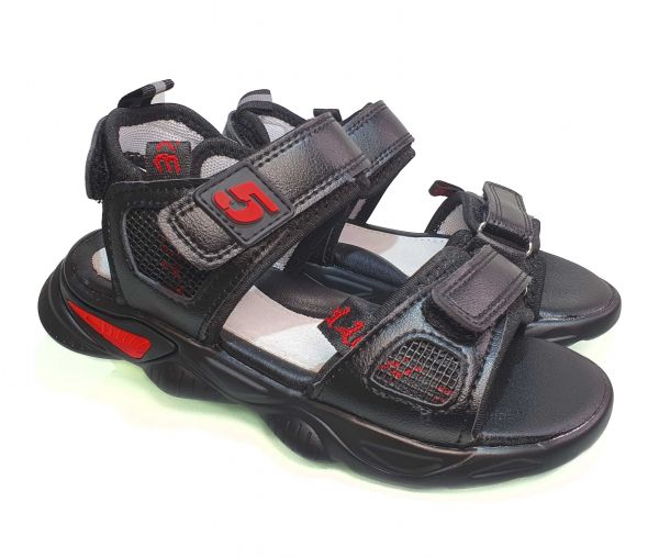 Босоножки Jong.Golf черные с красным декором В 2027