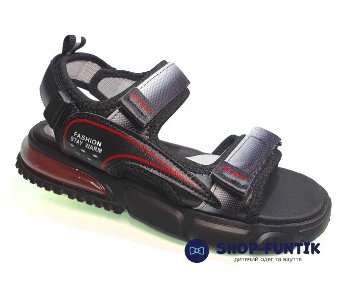 Босоножки Jong.Golf черные с красно-белыми вставками С 20221