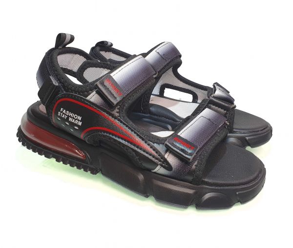 Босоножки Jong.Golf черные с красно-белыми вставками С 20221