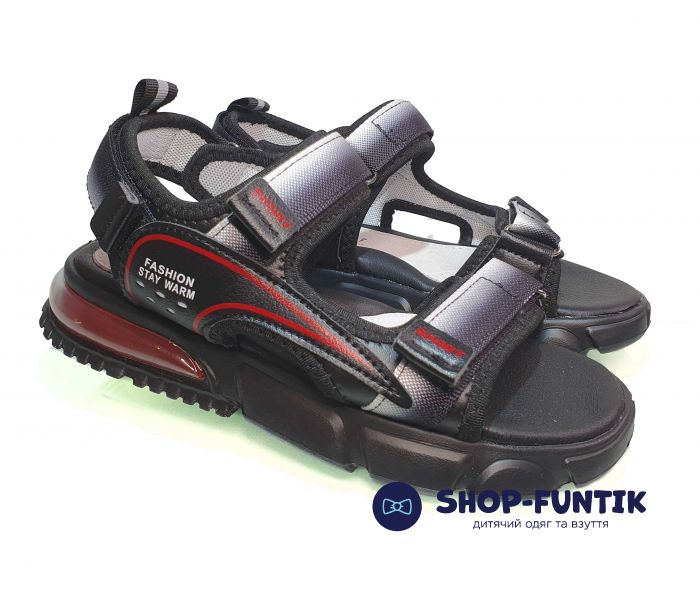 Босоножки Jong.Golf черные с красно-белыми вставками С 20221