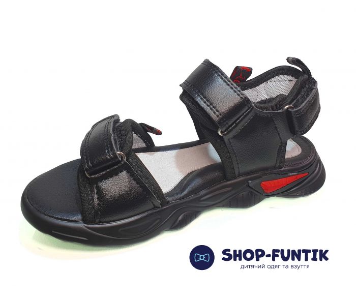 Босоножки Jong.Golf черные с красным декором В 2027