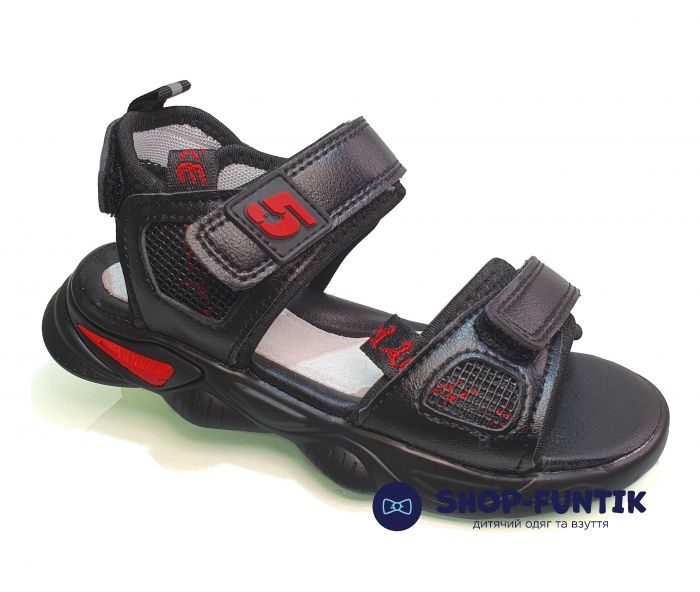 Босоножки Jong.Golf черные с красным декором В 2027