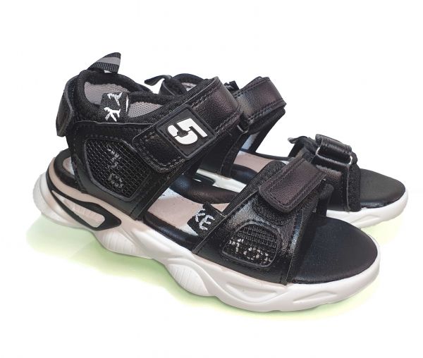 Босоножки Jong.Golf черные с белым декором В 2122