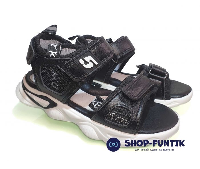 Босоножки Jong.Golf черные с белым декором В 2122