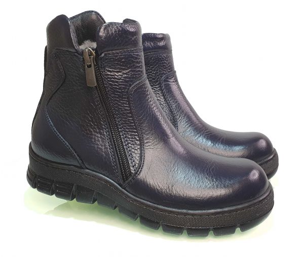 Ботинки Tunel темно-синие на двух змейках 18102