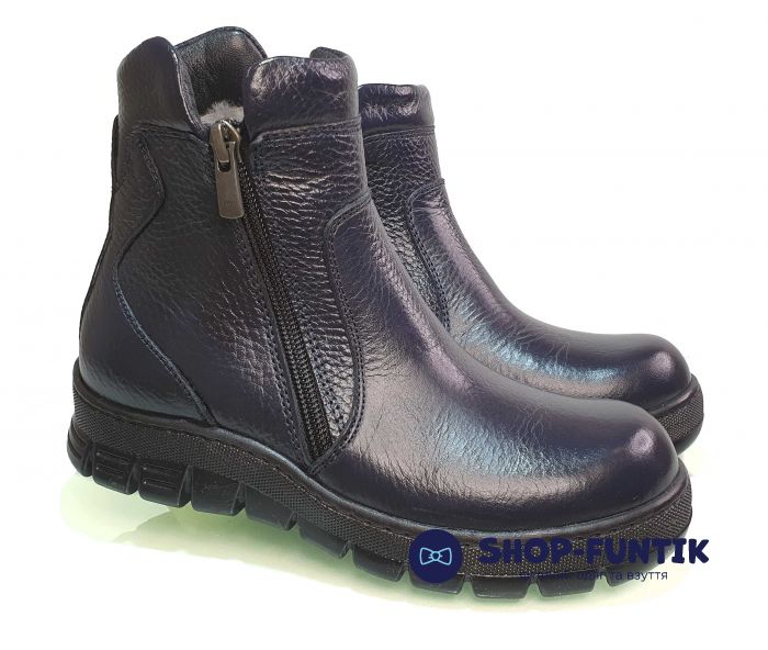 Ботинки Tunel темно-синие на двух змейках 18102