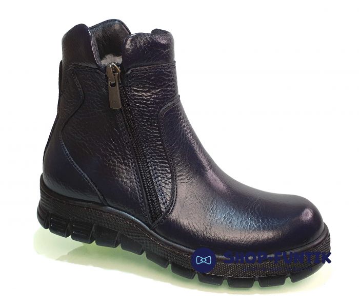 Ботинки Tunel темно-синие на двух змейках 18102