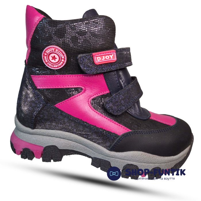 Ботинки Djoy черные с розовым 059