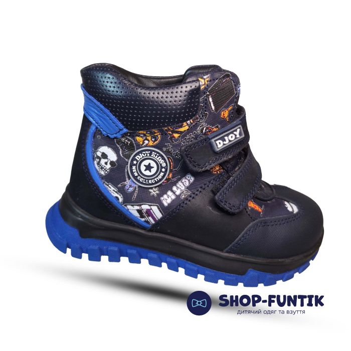 Ботинки Djoy темно синие на двух липучках 028