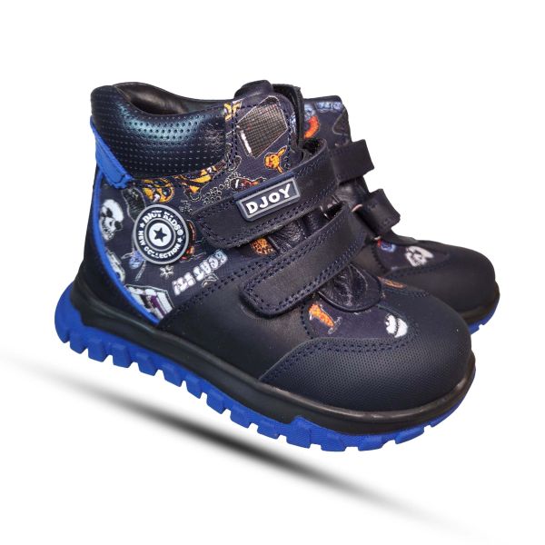 Ботинки Djoy темно синие на двух липучках 028