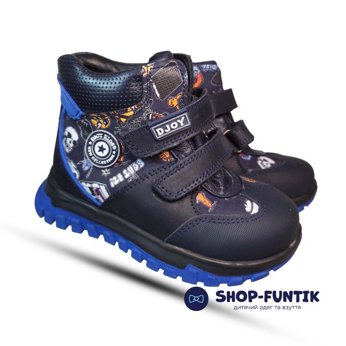 Ботинки Djoy темно синие на двух липучках 028