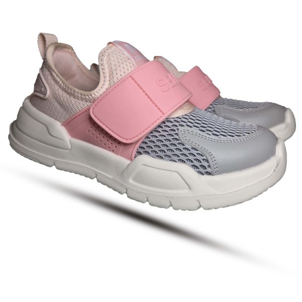 Кроссовки Hang Ten Kids серые с розовым сетка 1581