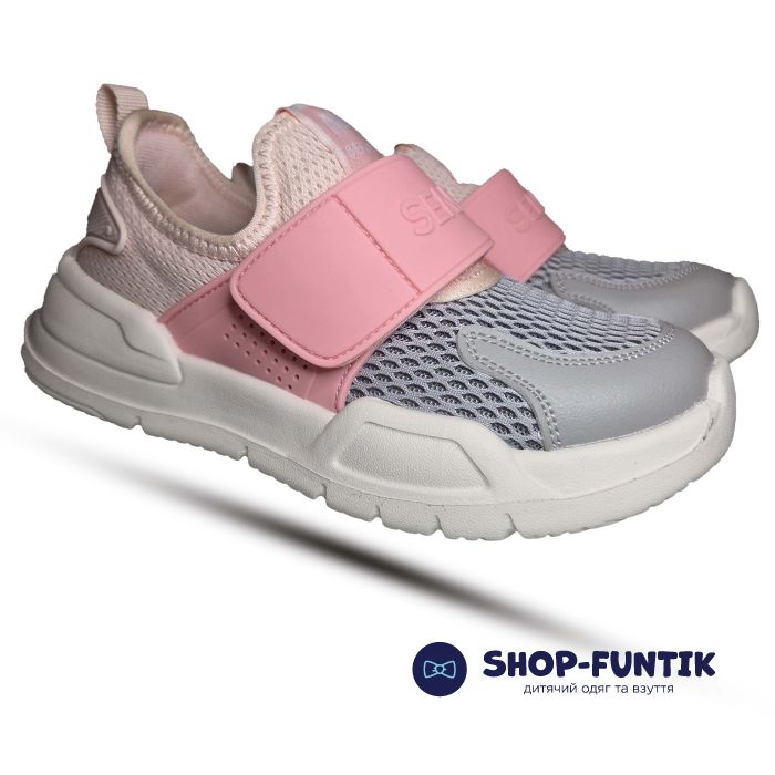 Кроссовки Hang Ten Kids серые с розовым сетка 1581