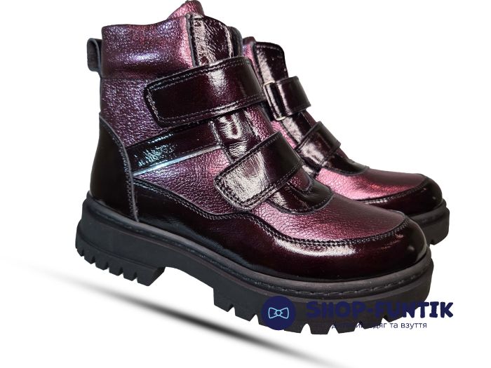 Ботинки Todler бордовые лаковые  5165