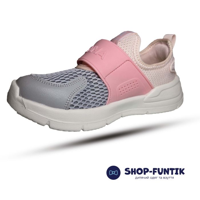 Кроссовки Hang Ten Kids серые с розовым сетка 1581