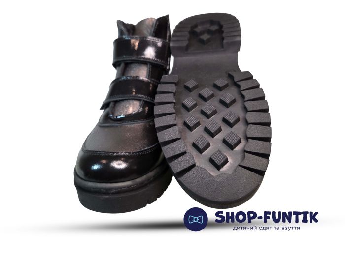 Ботинки Todler черные с серым лаковые5162