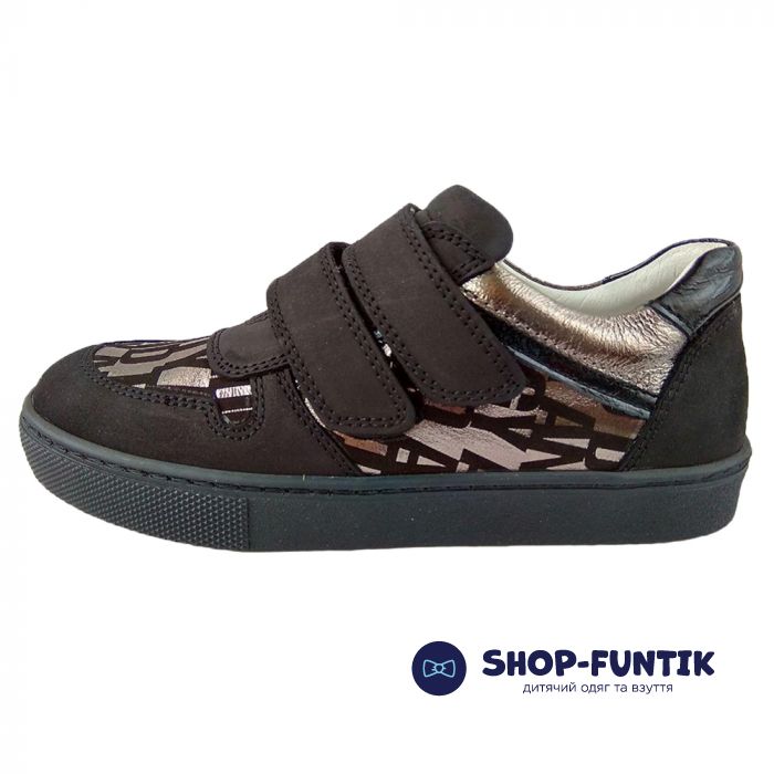 Слипоны Tunel черные с серебристым принтом 150-617