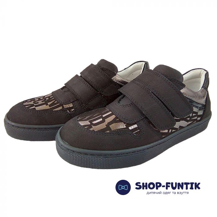 Слипоны Tunel черные с серебристым принтом 150-617