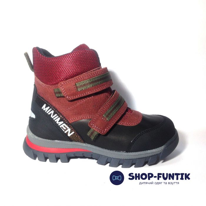 Ботинки Minimen бордовые на двух липучках
