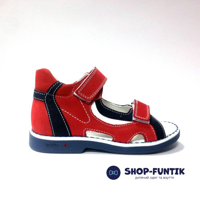 Сандалии Tunel красные с синими вставками 1253-1-