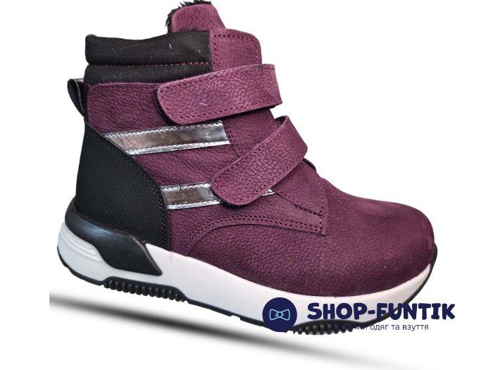 Ботинки Todler бордовые на двух липучках 3744