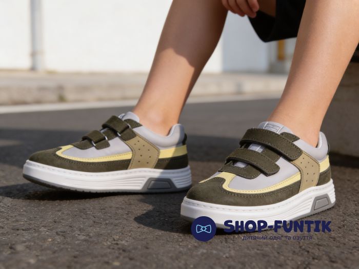 Кроссовки Toddler серые с хаки 4361