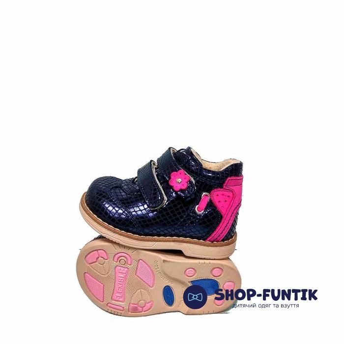 Ботинки Dr.Mymi темно-синее с розовым цветочком